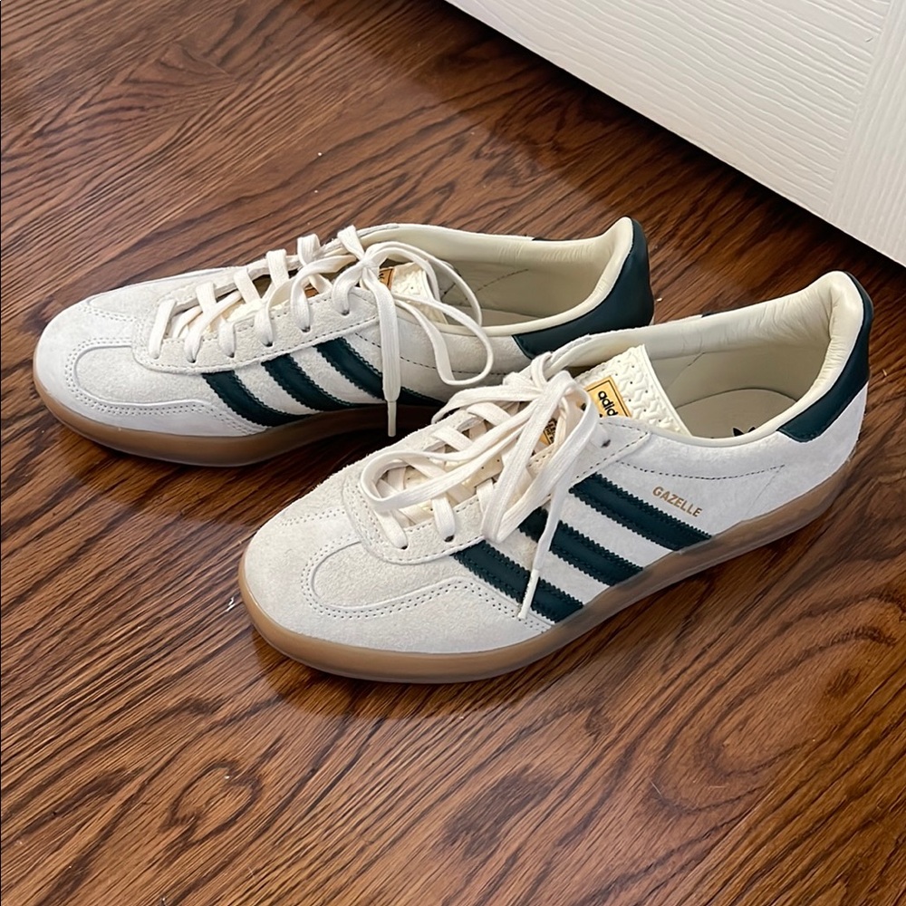 Adidas Gazelle White and Green Sneakers